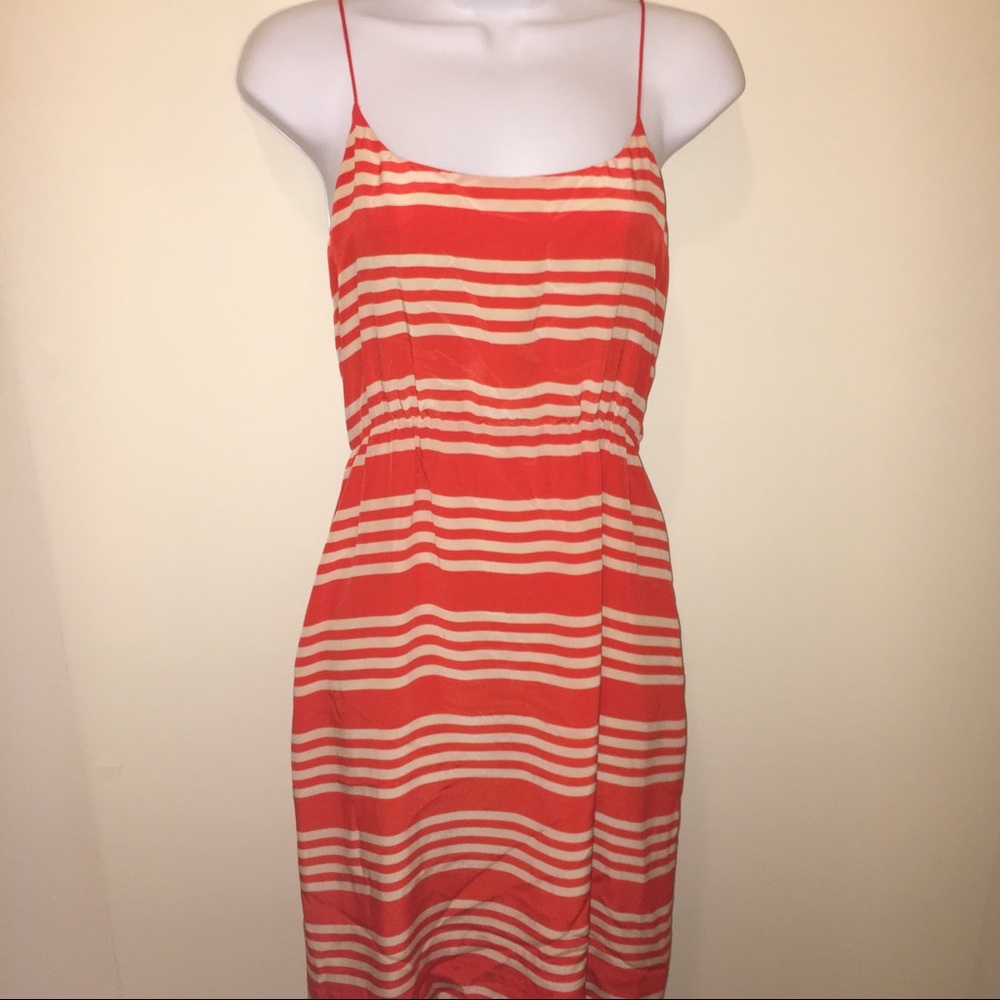 J. Crew Striped Silk Spaghetti Strap Dress